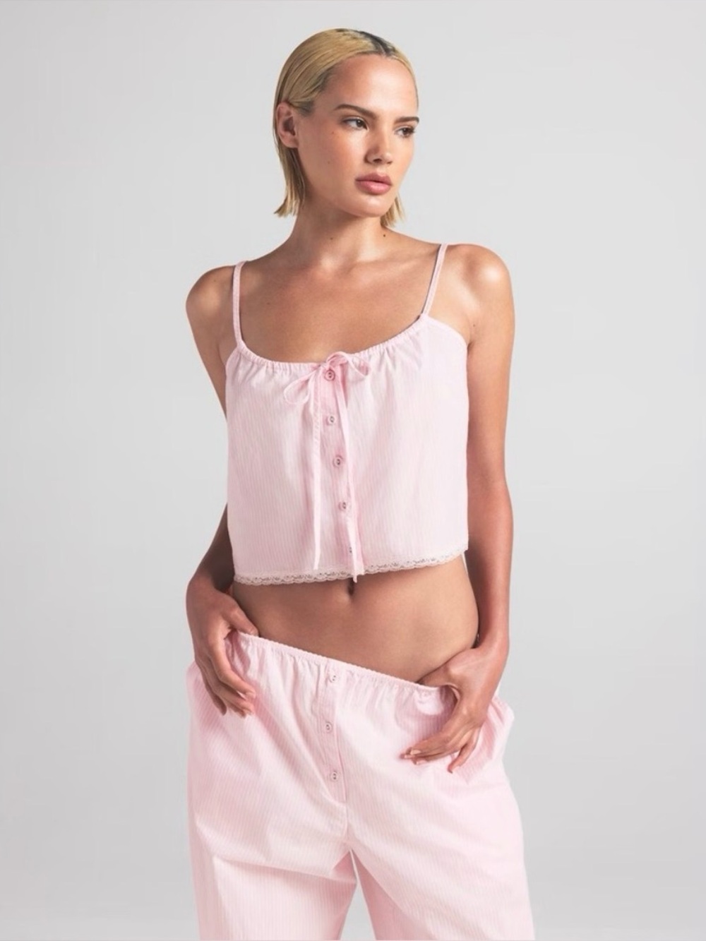 Skims Cherry Blossom Cotton Poplin Striped Tank